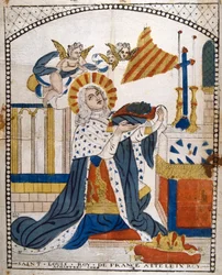 Ludwig IX., König von Frankreich, in der Kathedrale von Chartres in seinem Krönungsornat, 1226 19. Jahrhundert