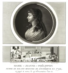 Madame Roland oder Marie-Jeanne Phelippon (1754-1793), Girondistin, zusammen mit ihrem Ehemann Jean-Marie Roland de la Platiere