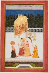 Maharana Ari Singh um 1761-73 und seine Gemahlin auf einer Terrasse, um 1761