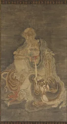 Manjushri auf einem Löwen sitzend