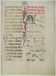 Manuskriptblatt mit Initiale A, aus einem Antiphonar, italienisch, 15. Jahrhundert