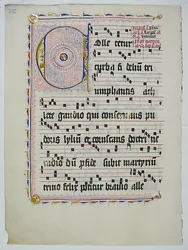 Manuskriptblatt mit Initiale C, aus einem Antiphonar, Deutsch, zweites Viertel des 15. Jahrhunderts