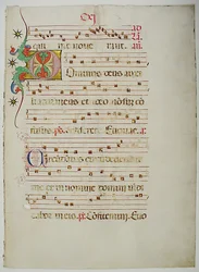 Manuskriptblatt mit Initiale D, aus einem Antiphonar, italienisch, 15. Jahrhundert