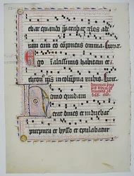 Manuskriptblatt mit Initiale H, aus einem Antiphonar, deutsch, zweites Viertel des 15. Jahrhunderts