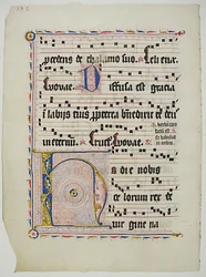 Manuskriptblatt mit Initiale H, aus einem Antiphonar, Deutsch, zweites Viertel des 15. Jahrhunderts