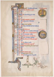 Manuskriptblatt mit Juni-Kalender, aus einem königlichen Psalter, 13. Jahrhundert