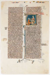 Manuskriptblatt mit dem Anfang des Buches Nehemias, aus einer Bibel, ca. 1280-1300