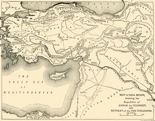 Karte von Kleinasien, Expedition des Jüngeren Cyrus und Rückzug der Zehntausend, 1890
