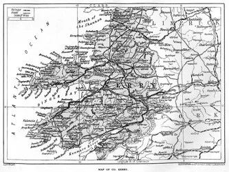 Karte von County Kerry, Irland, 1924-1926