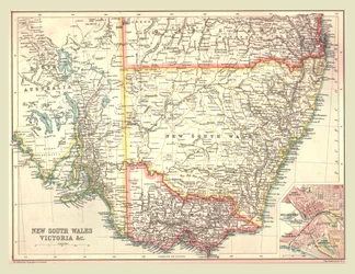 Karte von New South Wales und Victoria, 1902