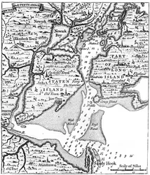 Karte von New York um die Mitte des 18. Jahrhunderts, um 1880