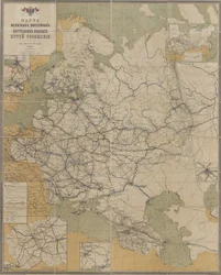 Karte der Straßen, Eisenbahnen und Binnenwasserstraßen des Russischen Reiches, 1893
