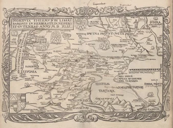 Karte von Russland aus: Rerum Moscoviticarum commentarii, 1556
