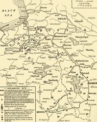 Karte der Grenze zwischen Russland und der Türkei, Erster Weltkrieg, ca. 1920