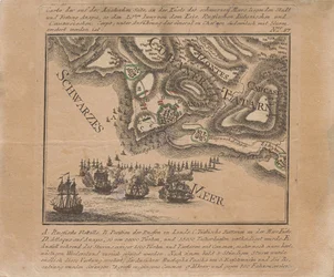 Karte der Einnahme der Seefestung Anapa am Schwarzen Meer durch russische Truppen im Juni 1791, 1791.