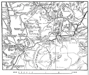 Karte zur Veranschaulichung der Operationen um Colesberg, 1902