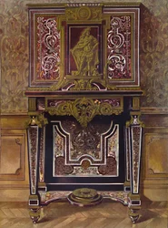 Marketerie-Schrank mit Dekoration in vergoldeter Bronze, von André Charles Boule, 1903