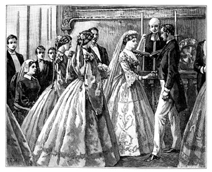 Hochzeit der Prinzessin Alice und Ludwig IV., Großherzog von Hessen, 1. Juli 1862, spätes 19. Jahrhundert