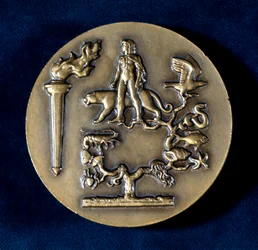 Medaille zur Erinnerung an Jean Baptiste de Monet, Chevalier de Lamarck, französischer Biologe, 20. Jahrhundert