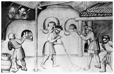 Mittelalterliche Glashütte, um 1300, 1956