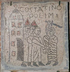 Mittelalterliches Mosaik der Plünderung von Konstantinopel, 5. Jahrhundert