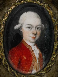 Miniaturporträt von Wolfgang Amadeus Mozart 1756-1791, 1777