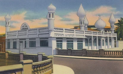 Mohammedanische Moschee, Port of Spain, Trinidad, B.W.I., um 1940er Jahre
