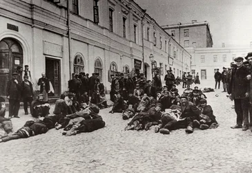 Obdachlose in Moskau, Russland, um 1904