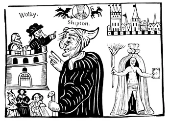 Mutter Shipton 1488-c1560 prophezeit den Tod von Kardinal Wolsey