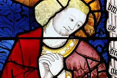 Kathedrale von Moulins. Glasfenster. St. Johannes, 20160603, Moulins, Europa