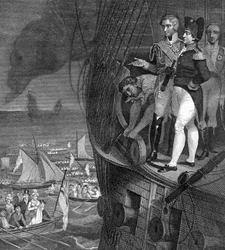 Napoleon Bonaparte 1721-1818 an Bord der Belerophon vor der Küste von Plymouth, 19. Jahrhundert