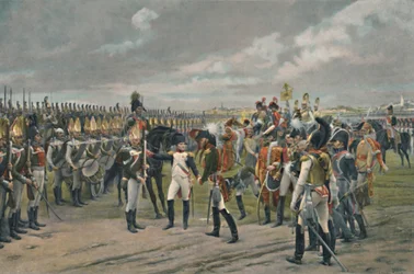 Napoleon dekoriert den russischen Grenadier in Tilsitt, 1807, 1896