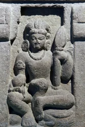 Nationalmuseum von Indien, Delhi. Karttikeya. Gupta, 6. Jahrhundert n. Chr., Varanasi (Uttar Pradesh). Stein. Detail. Indien.