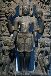 Nationalmuseum von Indien, Delhi. Vishnu mit Gefährtinnen. Östliche Ganga