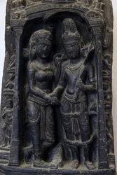 Nationalmuseum von Indien, Delhi. Hochzeit von Shiva und Parvati. Pala