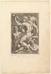 Neptun sitzt und bläst eine Muschelschale, 16. Jahrhundert