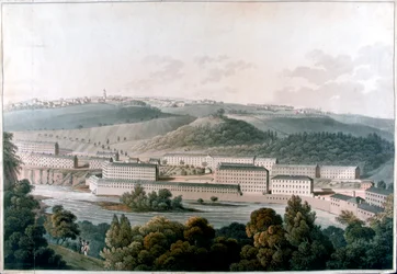 New Lanark Mills, Schottland, um 1815