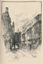 Nordtor und Bibliothek, vom King Johns Tower, 1895