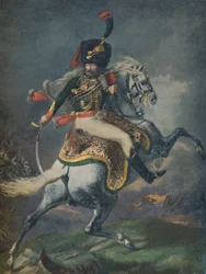 Offizier der berittenen Jäger beim Angriff. Kaiserliche Garde, ca. 1812, 1896
