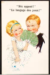 Alte Postkarte Augensprache Kinder