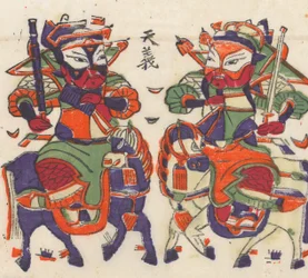 Einhundertfünfunddreißig Holzschnitte, darunter Neujahrsbilder nianh..., 19.-20. Jahrhundert