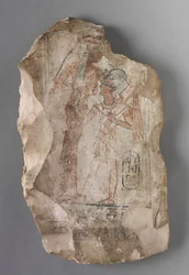 Ostrakon: Ramses II. wird von einer Göttin gesäugt, um 1279-1213 v. Chr.