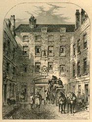 Äußerer Hof von La Belle Sauvage im Jahr 1828, 1897