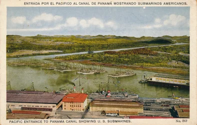 Pazifischer Eingang zum Panamakanal mit US-U-Booten, um 1920er