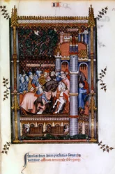 Heidnische Priester begrüßen Sisinnius an den Toren von Paris, 1317