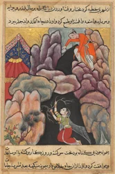 Seite aus Geschichten eines Papageis Tuti-nama: Fünfundzwanzigste Nacht: Mukhtar wirft seine Frau..., ca. 1560