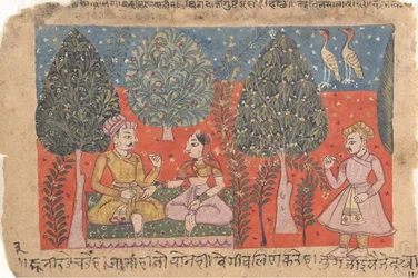 Seite aus einem verstreuten Rasikapriya Liebesbreviers, ca. 1650