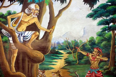Gemälde, das die Lebensgeschichte von Shakyamuni Buddha darstellt. Wat Naxai. Vientiane. Laos