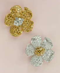 Paar Blumenbroschen (Diamant)