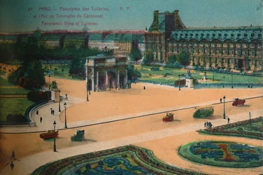 Panoramablick auf die Tuilerien und den Arc de Triomphe du Carrousel, Paris